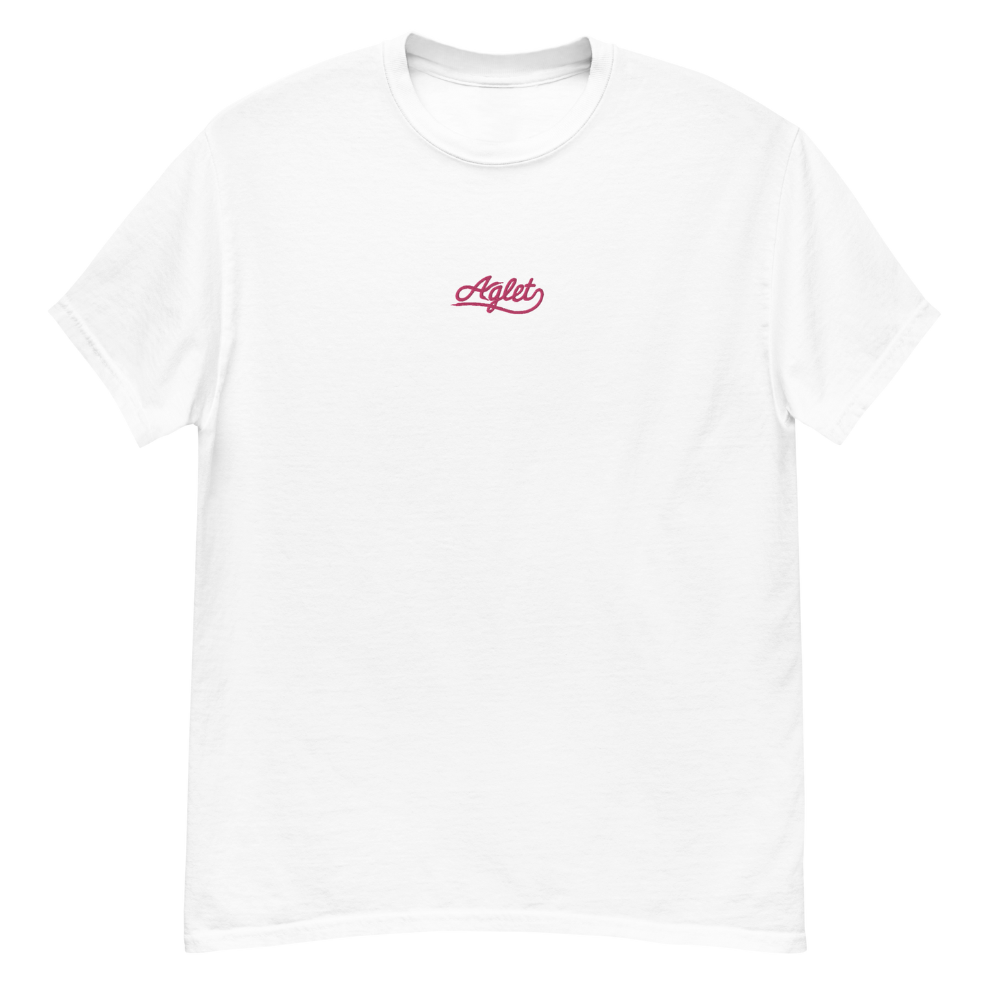 Embroidered Aglet T-Shirt (Pink Logo)