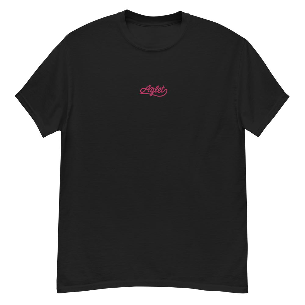 Embroidered Aglet T-Shirt (Pink Logo)