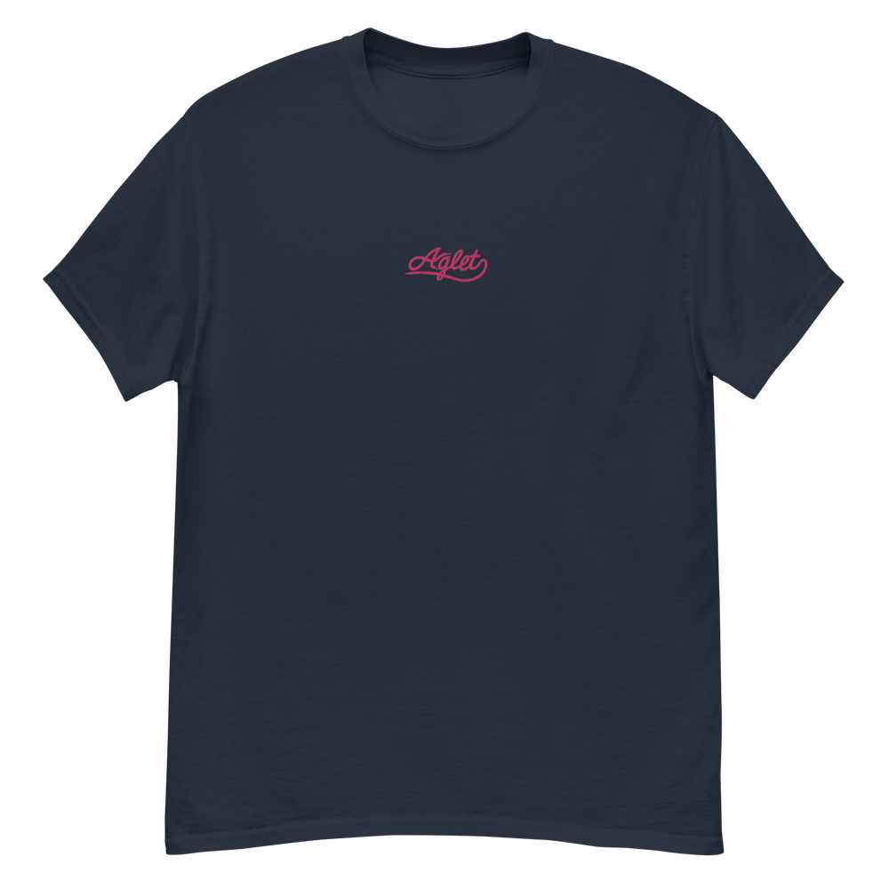 Embroidered Aglet T-Shirt (Pink Logo)