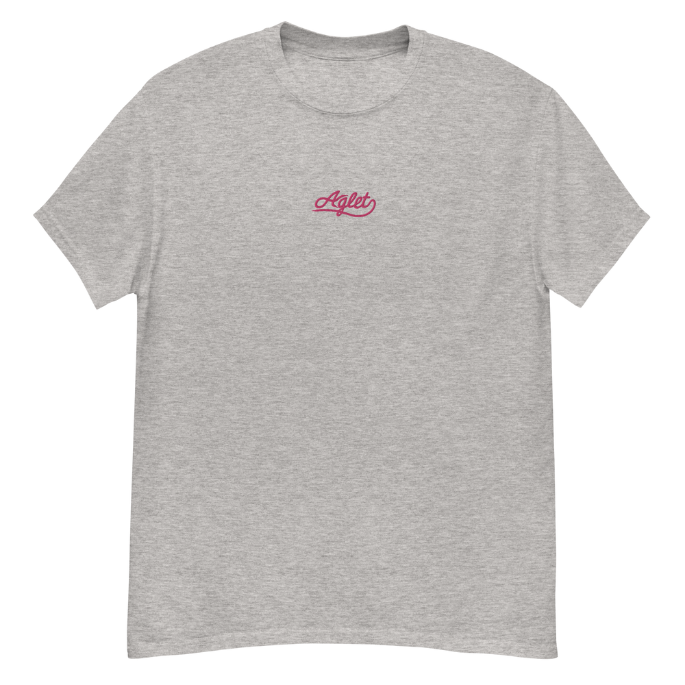 Embroidered Aglet T-Shirt (Pink Logo)