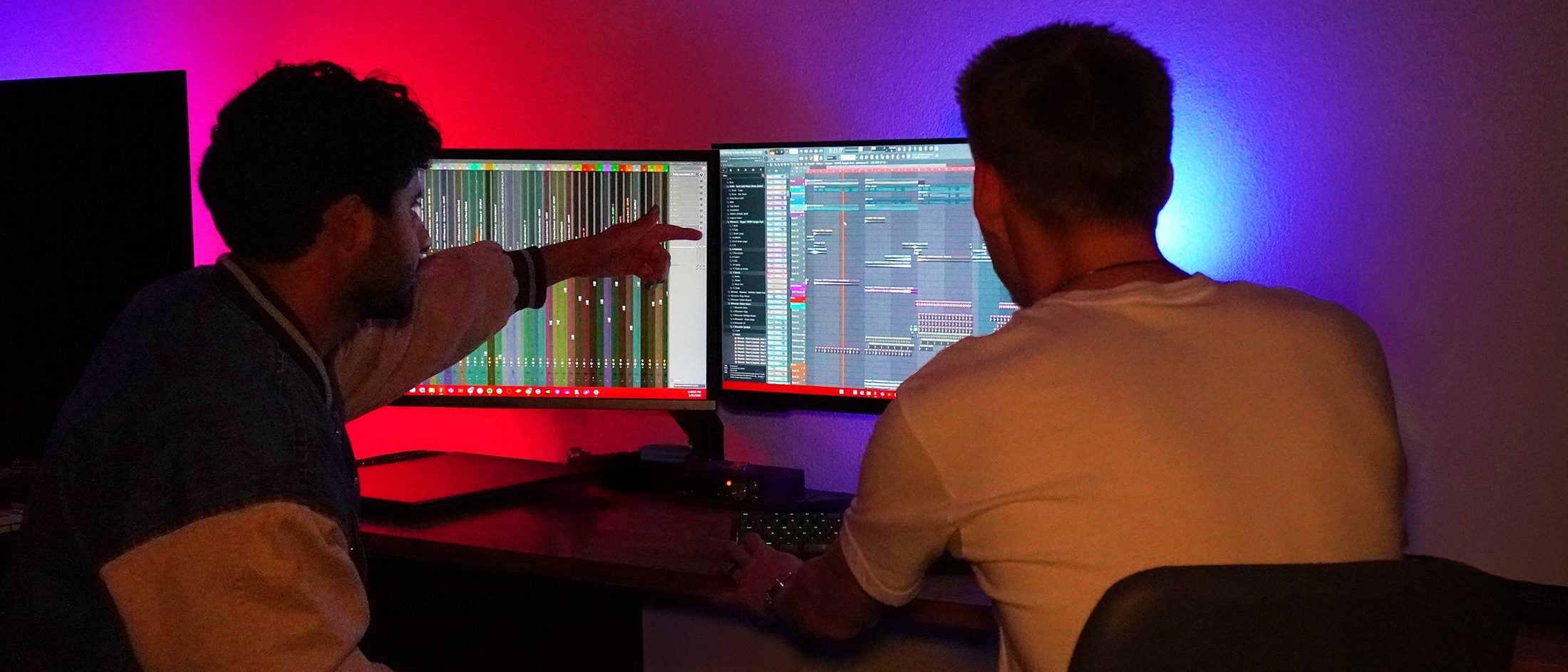 Aglet and Discozyn producing in the studio